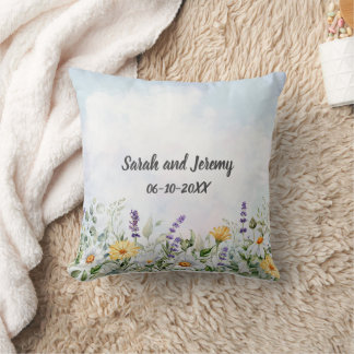 Boho Wildblume Watercolor Personalize Wedding Kissen