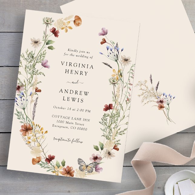 Boho Wildblume Wedding Einladung (Boho Wildflower Wedding Invitation
)