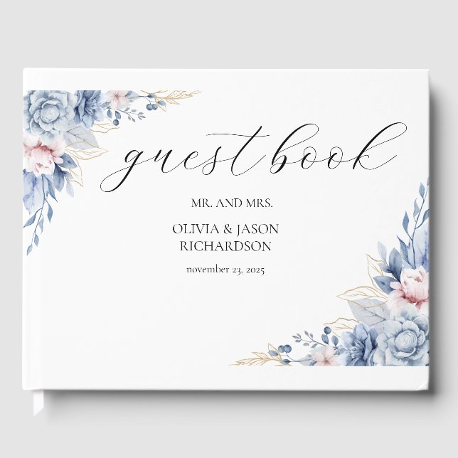 Boho Wildblume Wedding Elegantes Skript Gästebuch (Vorderseite)