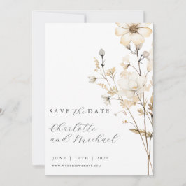 Boho Wildblume Wedding | Elfenbein Save The Date