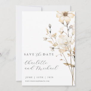 Boho Wildblume Wedding   Elfenbein Save The Date
