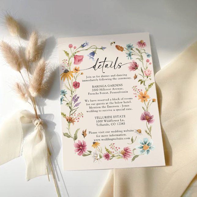Boho Wildblume Wedding Enclosure Card Begleitkarte (Von Creator hochgeladen)