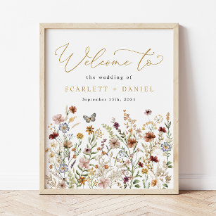 Boho Wildblume Wedding Garden Blume Willkommen Poster