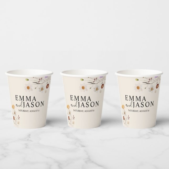 Boho Wildblume Wedding Paper Cups Pappbecher (Multi)