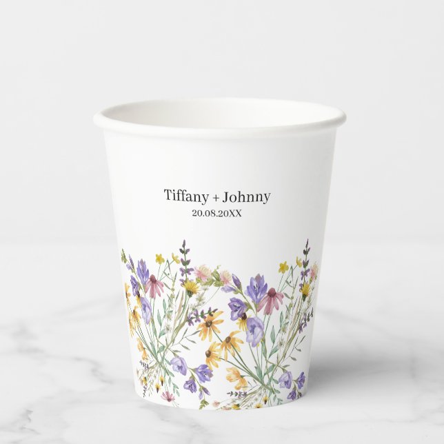 Boho Wildblume Wedding Pappbecher (Vorderseite)