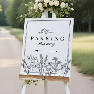 Boho Wildblume Wedding Parking Direction Sign Poster