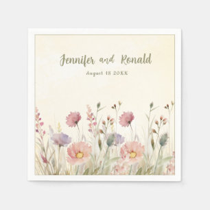 Boho Wildblume Wedding Personalisiert Paper Napkin Serviette