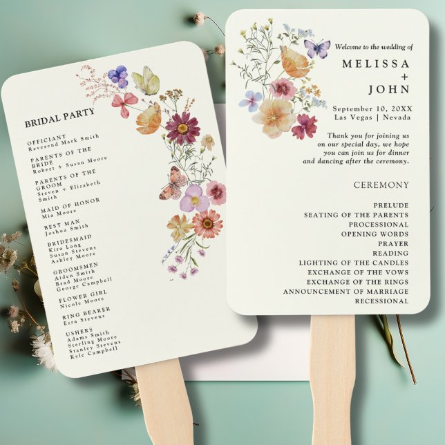 Boho Wildblume Wedding Program Hand Fan Fächer (Von Creator hochgeladen)