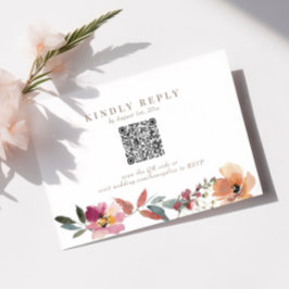 Boho Wildblume Wedding QR Code RSVP Card