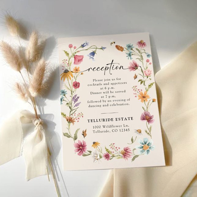 Boho Wildblume Wedding Reception Enclosure Card Begleitkarte (Von Creator hochgeladen)