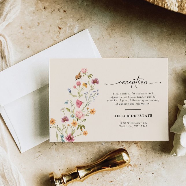 Boho Wildblume Wedding Reception Enclosure Card Begleitkarte (Von Creator hochgeladen)