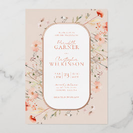 Boho Wildblume Wedding Rose Gold Folieneinladung
