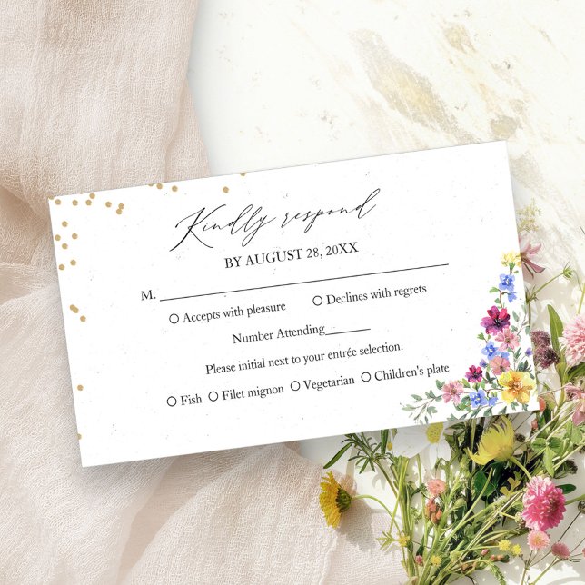 Boho Wildblume Wedding RSVP Card Begleitkarte (Von Creator hochgeladen)