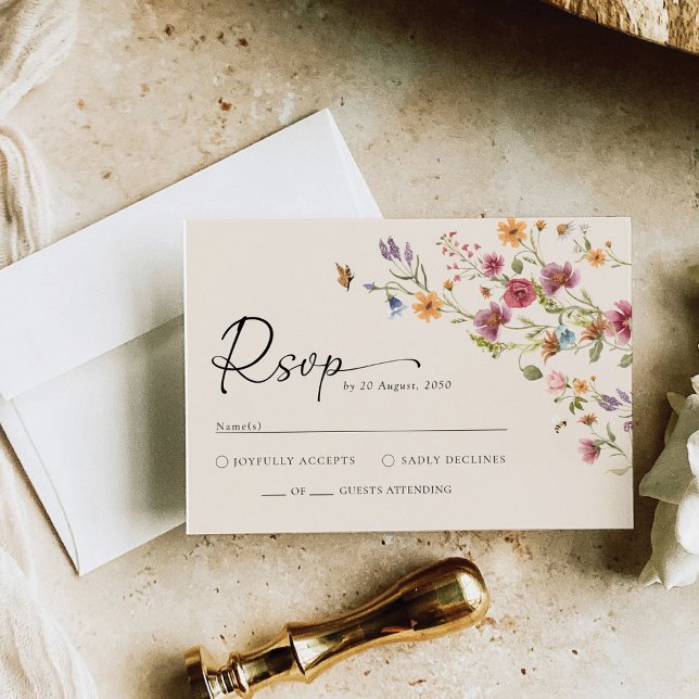 Boho Wildblume Wedding RSVP Card Karte (Von Creator hochgeladen)