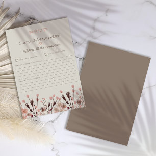 Boho Wildblume Wedding RSVP Card Karte
