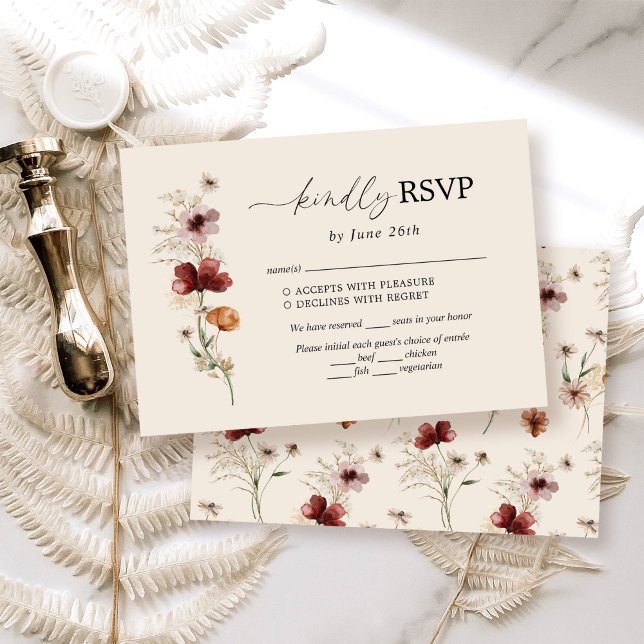 Boho Wildblume Wedding RSVP Card Karte (Von Creator hochgeladen)