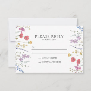 Boho Wildblume Wedding RSVP Postcard Dankeskarte