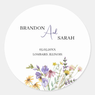 Boho Wildblume Wedding Runder Aufkleber