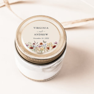 Boho Wildblume Wedding Runder Aufkleber