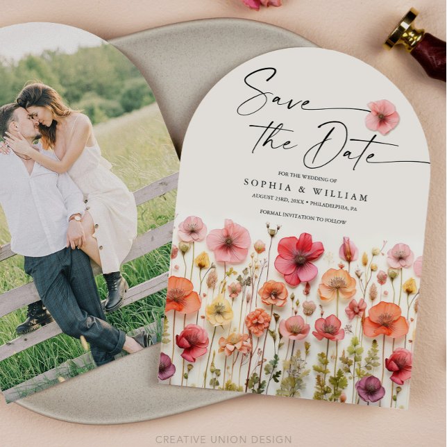 Boho Wildblume Wedding Save the Date Arch Einladung (Wildflower Save The Date Arch)