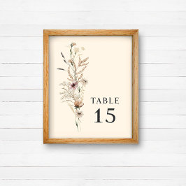 Boho Wildblume Wedding Tischnummer Sign