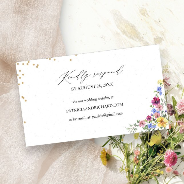 Boho Wildblume Wedding Website Online RSVP Card Begleitkarte (Von Creator hochgeladen)
