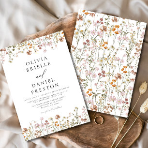 Boho Wildblume White Garden Wedding Einladung