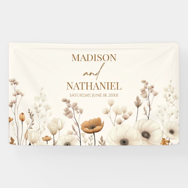 Boho Wildblume Wild Blume Blumengarten Hochzeit Banner (Horizontal)