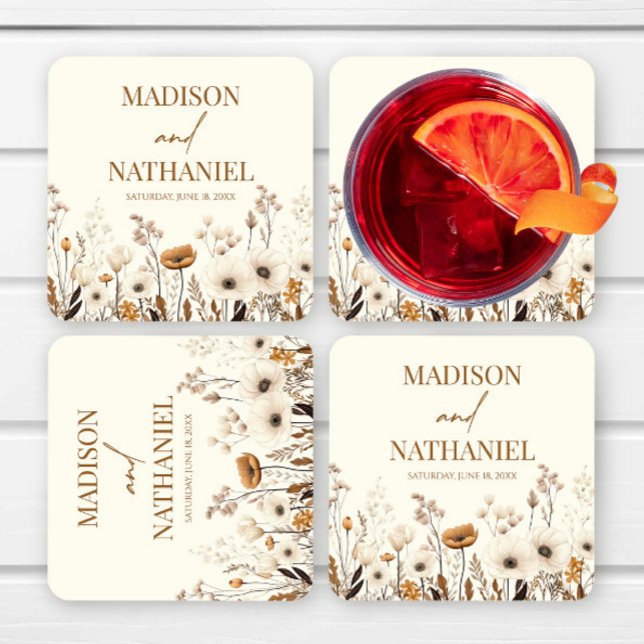 Boho Wildblume Wild Blume Blumengarten Hochzeit Rechteckiger Pappuntersetzer (Von Creator hochgeladen)