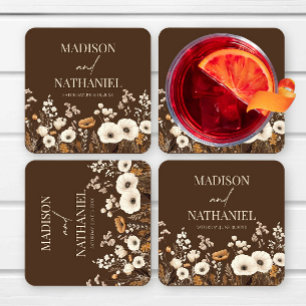 Boho Wildblume Wild Blume Blumengarten Hochzeit Rechteckiger Pappuntersetzer