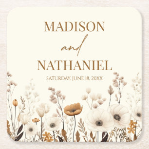 Boho Wildblume Wild Blume Blumengarten Hochzeit Rechteckiger Pappuntersetzer