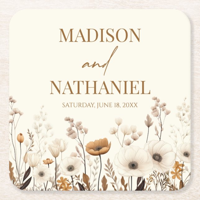 Boho Wildblume Wild Blume Blumengarten Hochzeit Rechteckiger Pappuntersetzer (Vorderseite)