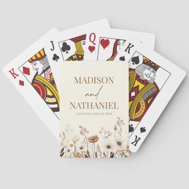 Boho Wildblume Wild Blume Blumengarten Hochzeit Spielkarten (Rückseite)