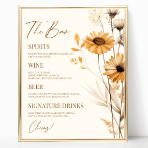 Boho Wildblume Wild Blume Wedding Bar Sign Poster