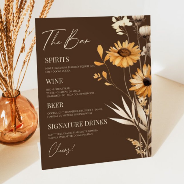 Boho Wildblume Wild Blume Wedding Bar Sign Sockelschild (Von Creator hochgeladen)