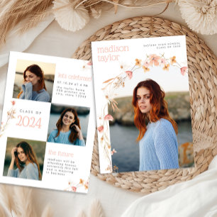 Boho-Wildblumen-Abschlussfoto-Einladung Einladung