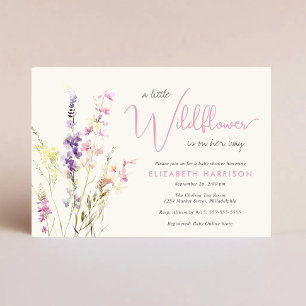 Boho-Wildblumen-Aquarell-Baby-Mädchen-Party Einladung