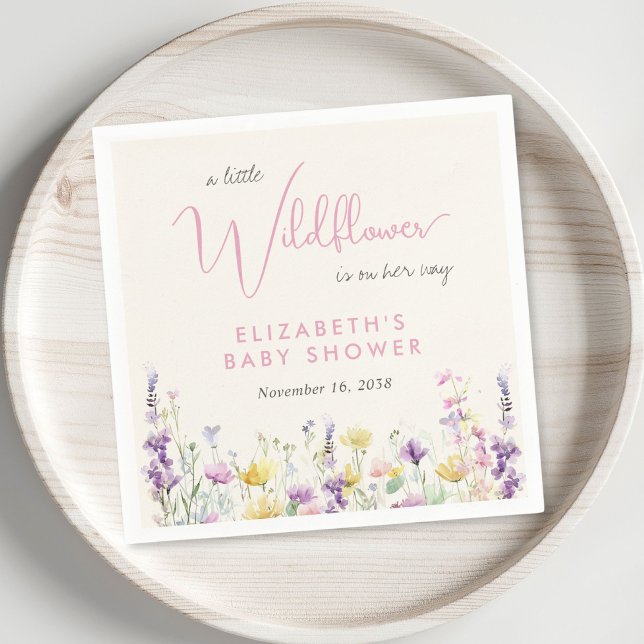 Boho-Wildblumen-Aquarell-Baby-Party Serviette (Boho Wildflower Watercolor Baby Shower Napkins)
