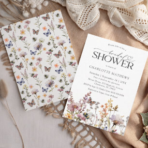 Boho-Wildblumen-Aquarell-Blumen-Braut-Party Einladung