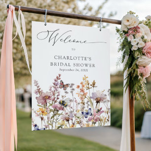 Boho-Wildblumen-Aquarell-Blumen-Braut-Party Poster