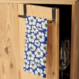 Boho-Wildblumen auf Blau Geschirrtuch