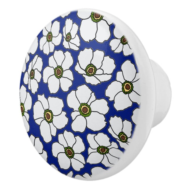 Boho-Wildblumen auf Blau  Keramikknauf (Rechts)