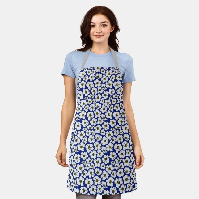 Boho-Wildblumen auf Blau  Schürze (Getragen)