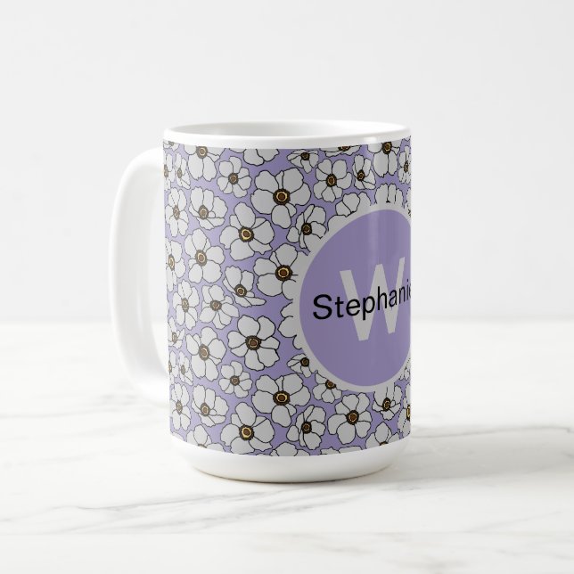 Boho-Wildblumen auf Lavendel  Kaffeetasse (Vorderseite Links)