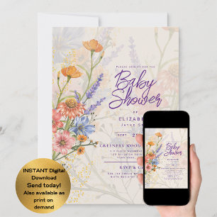 Boho Wildblumen Baby Dusche Garden Party Einladung