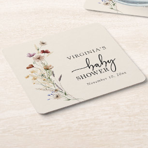 Boho Wildblumen Baby Dusche Untersetzer