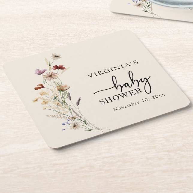 Boho Wildblumen Baby Dusche Untersetzer (Boho Wildflowers Baby Shower Coasters by Painted Paperie
)
