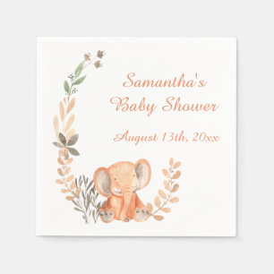 Boho Wildblumen Baby Elephant Babydusche Serviette