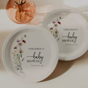 Boho-Wildblumen-Baby-Party Pappteller