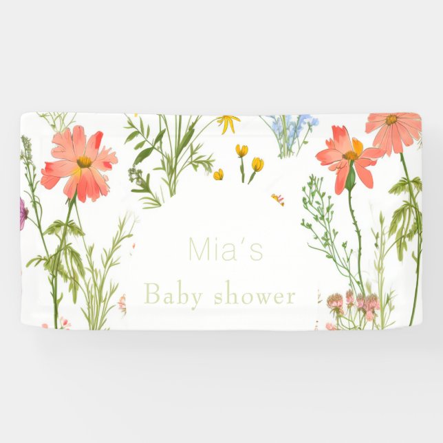 Boho Wildblumen Babydusche Banner (Horizontal)